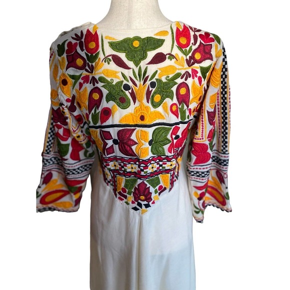 Desi Indian Fancy Dressy Dress Midi Tulle Large fit flare Bright Ethnic Pattern - Picture 4 of 4